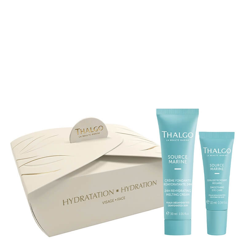 Thalgo Secret Santa Source Marine Face ZESTAW Krem nawilżająco - otulający 30 ml + Wygładzający fluid pod oczy 10 ml