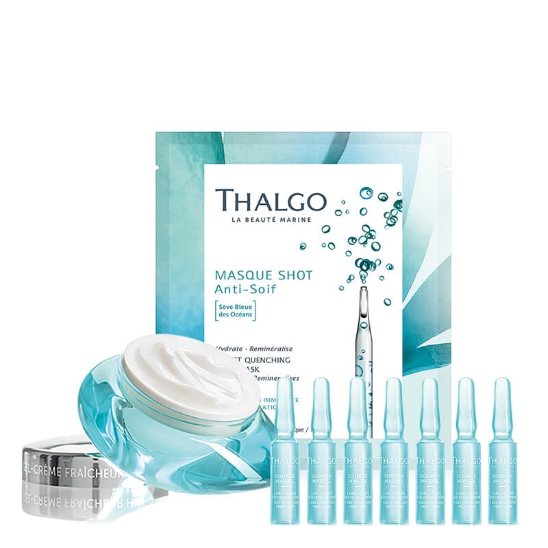 Thalgo Source Marine Skin Vitality ZESTAW 7-dniowa kuracja nawilżająca 7 x 1,2 ml + Nawilżająco -orzeźwiający krem-żel 50 ml + Maska w płachcie 20 ml