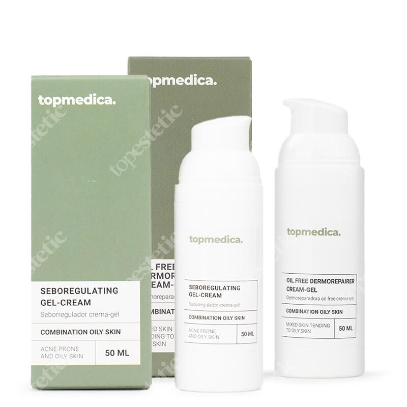 topmedica Pielęgnacja Skóry Trądzikowej ZESTAW Krem - żel naprawczy 50 ml + Żel seboregulujący 50 ml