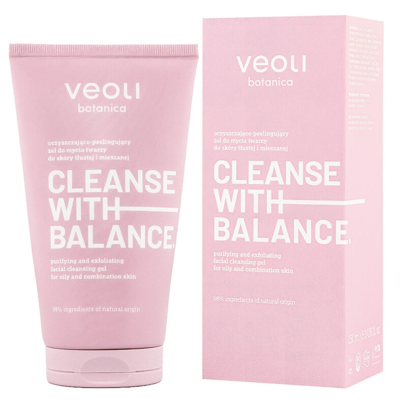 Veoli Botanica Cleanse with Balance Oczyszczająco-peelingujący żel do mycia twarzy do skóry tłustej i mieszanej 150 ml