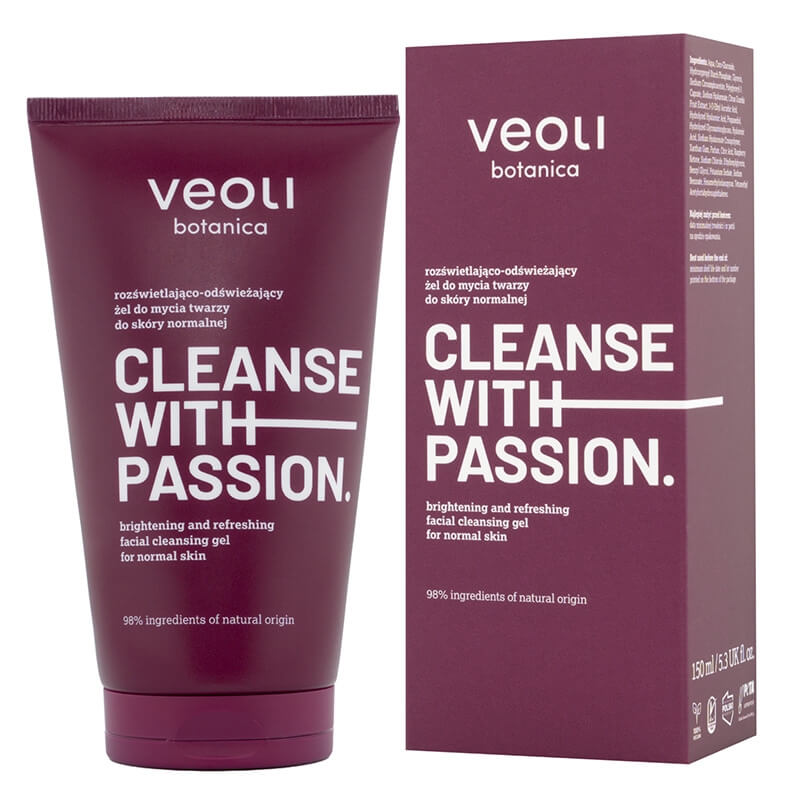 Veoli Botanica Cleanse with Passion Rozświetlająco-odświeżający żel do mycia twarzy do skóry normalne 150 ml