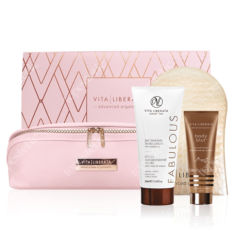 Vita Liberata Vita Liberata Set 5 ZESTAW Rękawiczka do aplikacji + Samoopalacz - kolor Medium 200 ml + Bronzer do ciała - kolor Latte 50 ml