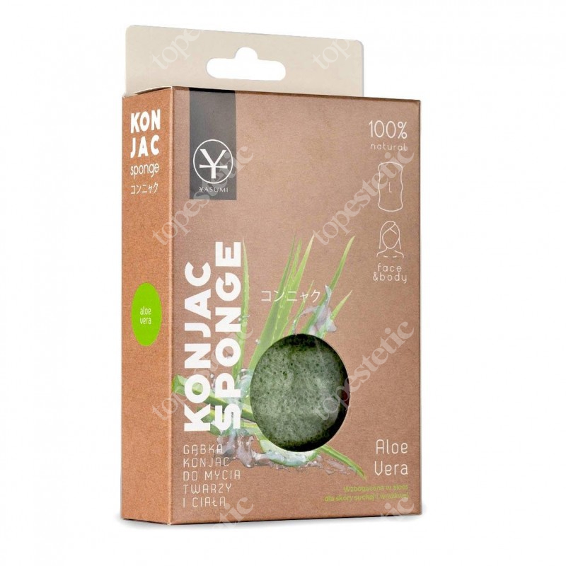 Yasumi Aloe Vera Konjac Sponge L Aloesowa gąbka przeznaczona do oczyszczania skóry suchej i wrażliwej