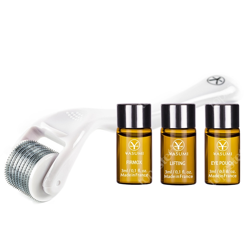 Yasumi Derma Roller 1,00 + Firmox, Lifting, Eye Pouch ZESTAW Roller do twarzy z igłami o dł. 1,00 mm 1 szt. + Ampułki 3x3 ml