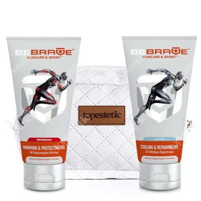 Be Brave Cooling &amp; Repairing Gel + Warming &amp; Protecting Gel + Kosmetyczka ZESTAW Żel chłodząco-regenerujący 200 ml + Żel rozgrzewająco-ochronny 200 ml + Kosmetyczka