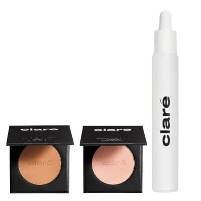Clare Nut + Powder Pink + Brightening and Anti Aging 20 % Vitamin C Serum ZESTAW Prasowany puder brązujący (Nut 11) 8 g + Róż prasowany do policzków (Powder Pink 731) 8 g + Serum z wit. C 10 ml