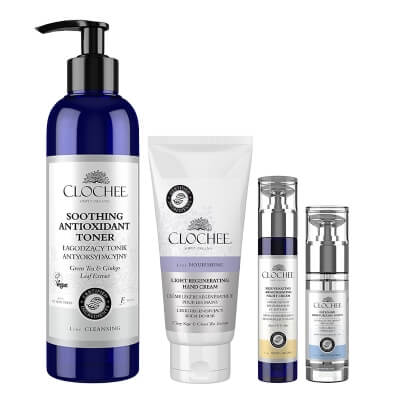 Clochee Hydroactive Set ZESTAW Tonik 250 ml + Serum silnie nawilżające 30 ml + Hydroaktywny sorbet 50 ml + Krem do rąk 100 ml