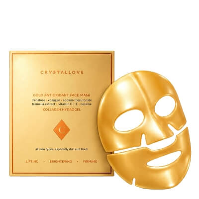 Crystallove Gold Antioxidant Face Mask Hydrożelowa antyoksydacyjna maska do twarzy z kolagenem, witaminami C i E 1 szt
