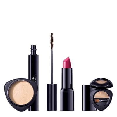 Dr Hauschka Make Up Set ZESTAW Puder sypki 12 g + Pogrubiający tusz do rzęs 6 ml + Cienie pojedyncze 1,4 g + pomadka 4,1 g