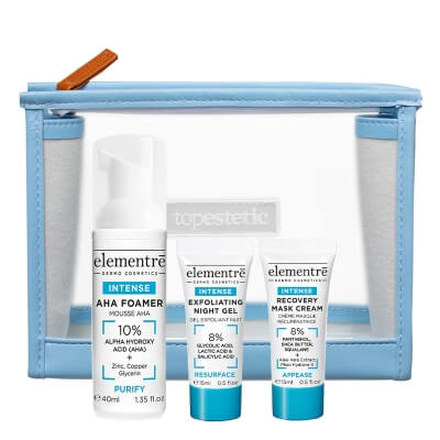 Elementre Travel Mini Set ZESTAW Pianka oczyszczająca 40 ml + Krem regenerująco-nawilżający 15 ml + Złuszczający żel na noc 15 ml + Kosmetyczka 1 szt