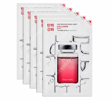Holika Holika Skin Rescue Mask Sheet - Collagen 5 Pack ZESTAW Maseczka bawełniana z kolagenem 5 szt