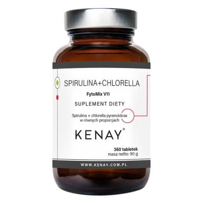 Kenay Spirulina+Chlorella Pyrenoidosa FytoMix V11 Suplement diety 360 tabletek