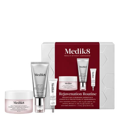 Medik8 Rejuvenation Routine ZESTAW Stabilne serum na noc o średniej mocy z aldehydem retinowym 30 ml + Krem antyoksydacyjny C-Tetra 50 ml + Serum rewitalizujące 4 ml