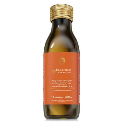 MyBestPharm MyBestProtect Odporność z omega 3-6-9 dla dzieci i dorosłych - smak ziołowo - malinowy 250 ml