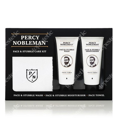 Percy Nobleman Face &amp;amp; Stubble Kit ZESTAW Żel do mycia twarzy 75 ml + Krem do twarzy 75 ml + Ręcznik do twarzy 1 szt.