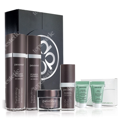 Pevonia Power Repair Caviar Set ZESTAW Mleczko 120 ml + Tonik 120 ml + Krem 30 ml + Wzmacniacz z kawiorem 30 ml + Próbki + Pudełko