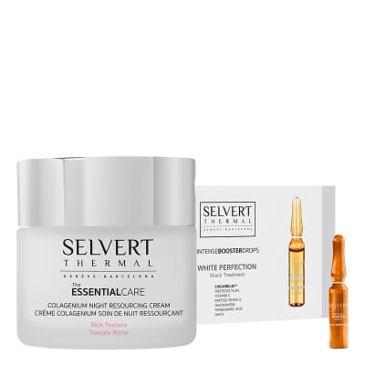 Selvert Thermal Brightening and Firming Night Set ZESTAW Ampułki depigmentujące 10x 2 ml + Bogaty krem naprawczy na noc 50 ml