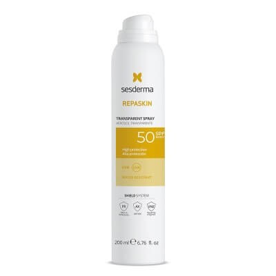 Sesderma Repaskin Transparent Spray Aerosol SPF 50 Spray przeciwsłoneczny do ciała 200 ml