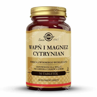 Solgar Wapń i Magnez Cytrynian Formuła wysokiego wchłaniania 50 tabletek