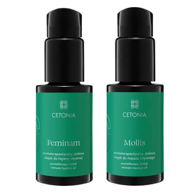 Cetonia Feminam + Mollis ZESTAW Aromaterapeutyczny, ziołowy olejek do codziennej pielęgnacji okolic intymnych 50 ml + Aromaterapeutyczny, ziołowy olejek do masażu okoli