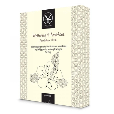 Yasumi Whitening &amp; Anti-Acne Biocellulose Mask Dwufunkcyjna maska biocelulozowa o działaniu wybielający i przeciwtrądzikowym 3 szt.