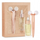 Crystallove Clear Quartz 3D Lift and Sculpt Set ZESTAW Liftingujący masażer 1 szt. + Serum z kryształem górskim i opuncją figową 30 ml