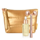 Crystallove Miss Set Gold ZESTAW Masażer liftingujący 1 szt + Serum z kryształem górskim 30 ml + Kosmetyczka 1 szt